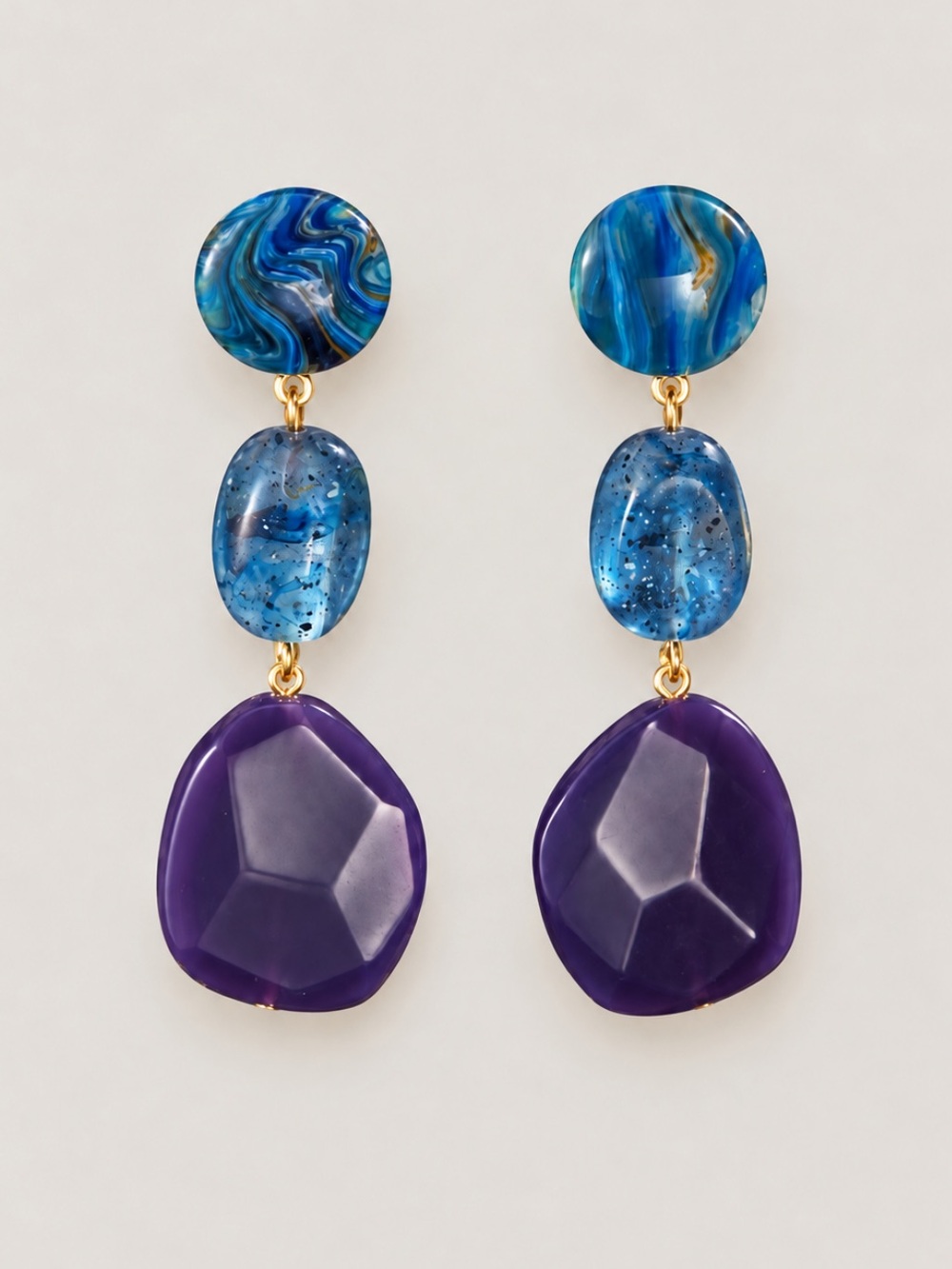 New! Blue Gemstone Beaded Drop Earrings NWOT